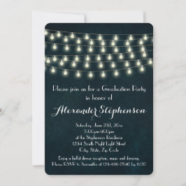 Invitación Vintage Rustic String ilumina el partido de gradua