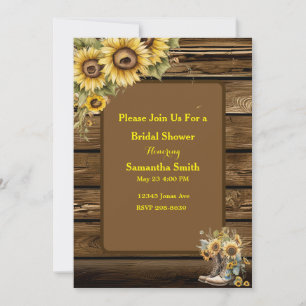 Invitación Vintage Rustic Sunflowers Country Bridal Shower
