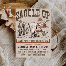 Vintage Saddle Up Western Cowboy Birday Party