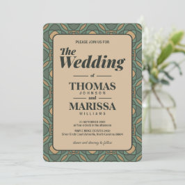 Invitación Vintage Sage Green and Gold Geometric Wedding