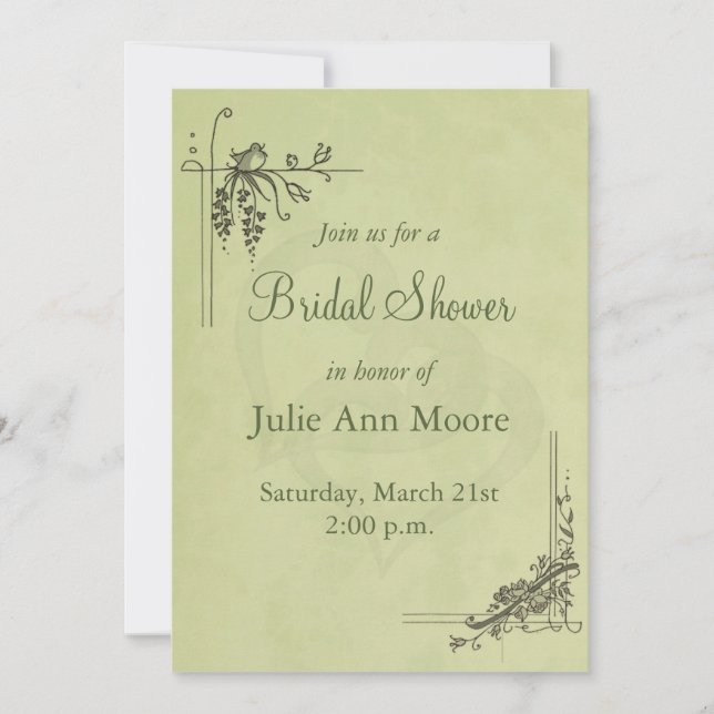 Invitación Vintage Sage Green Bridal Shower (Anverso)