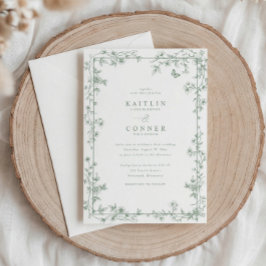 Invitación Vintage Sage Green French Floral Toile Wedding