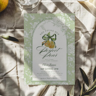 Invitación Vintage Sage Green Perfect Pear Pair Brillante Duc