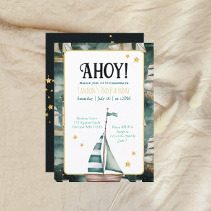 Invitación Vintage Sail Boat Nautical Birday