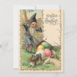 Invitación Vintage saludo de Pascua victoriano con Gnome