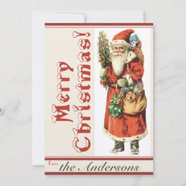 Invitación Vintage Santa 5 con Navidades de vacaciones