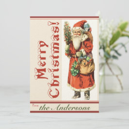 Invitación Vintage Santa 5 con Navidades de vacaciones
