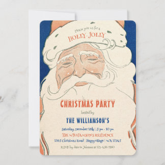 Invitación Vintage Santa Christmas Party Invitation