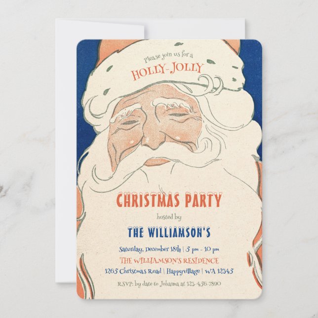 Invitación Vintage Santa Christmas Party Invitation (Anverso)