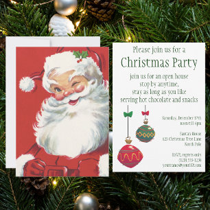 Invitación Vintage Santa Claus alegre guiñando, Fiesta de Nav
