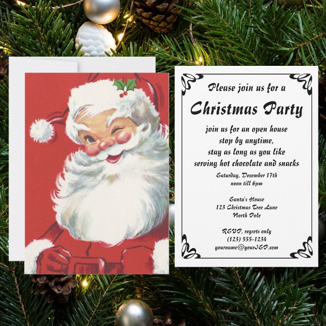Invitación Vintage Santa Claus Christmas Party Invitation (Subido por el creador)
