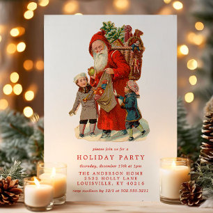 Invitación Vintage Santa Claus del viejo mundo para fiesta in