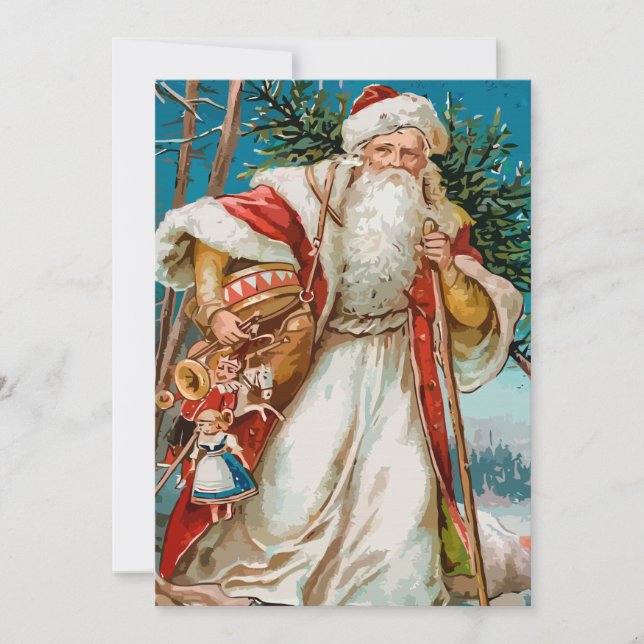 Invitación Vintage Santa con Fiesta de juguetes (Anverso)
