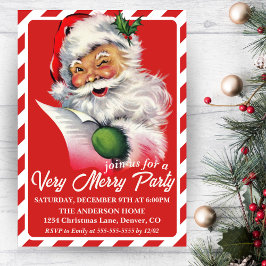 Invitación Vintage Santa con su Fiesta de Navidades Personali
