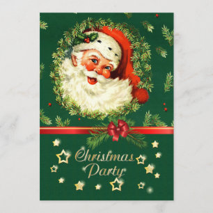 Invitación Vintage Santa, guiso de pino, Navidades