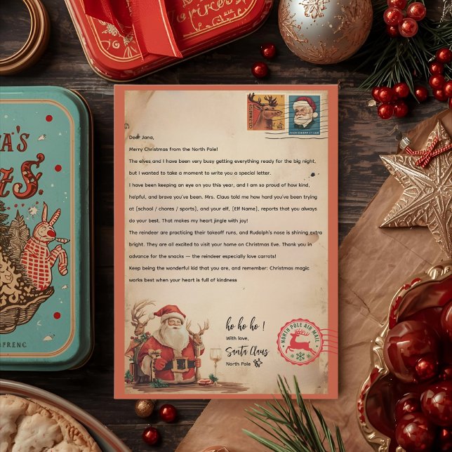Invitación Vintage Santa Letter | Personalized North Pole  (Subido por el creador)