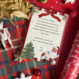 Invitación Vintage Santa Letter Rhyming Sibling Navidades