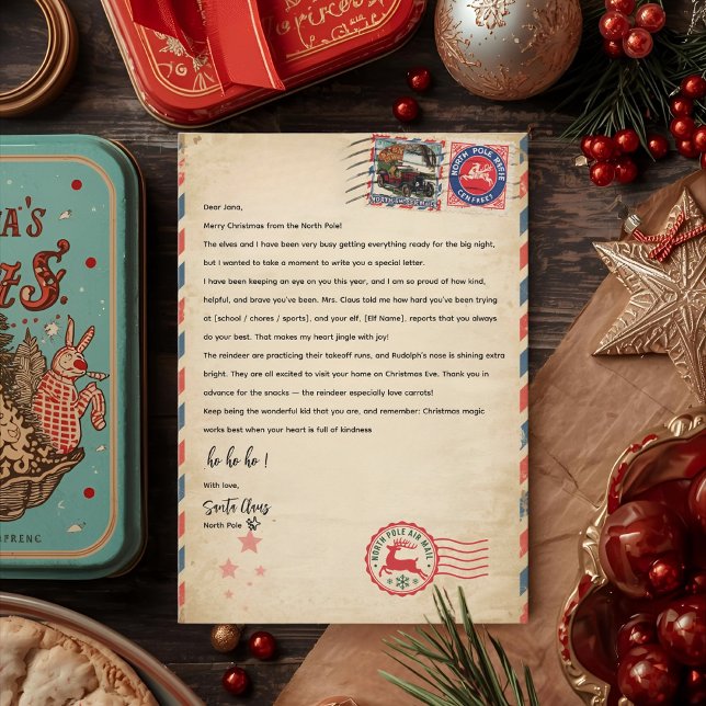 Invitación Vintage Santa Letter Template | Personalized North (Subido por el creador)