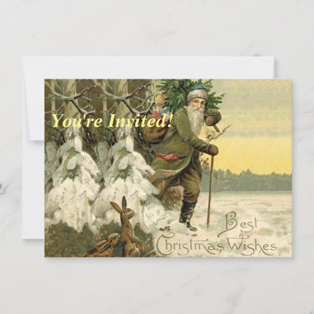 Invitación Vintage Santa Navidades Fiesta victoriana (Anverso)