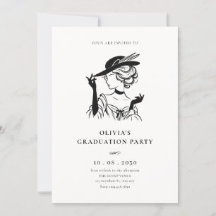 Invitación Vintage sassy lady elegante graduación