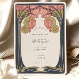 Invitación Vintage Save the Date Mackintosh Inspired Trees