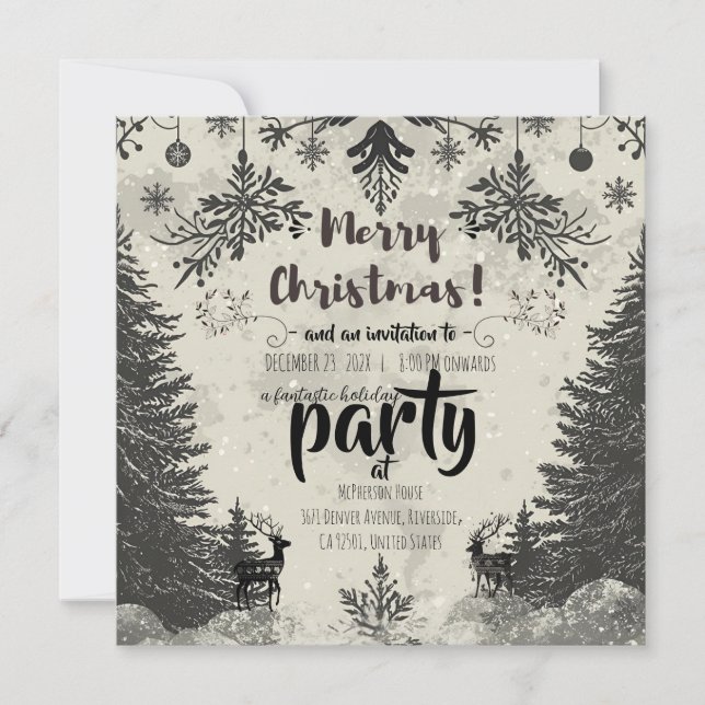 Invitación Vintage Scandinavian Christmas Party Invitation (Anverso)