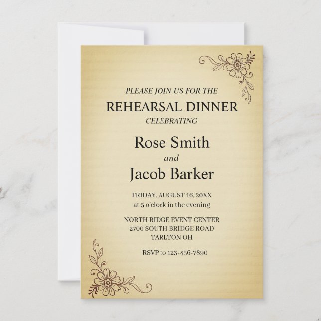 Invitación Vintage Scrapbook Style Wedding Rehearsal Dinner (Anverso)