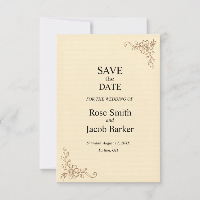 Invitación Vintage Scrapbook Style Wedding Save the Date (Anverso)