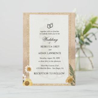 Invitación Vintage Scrapbook Wedding Invite Pressed Flowers