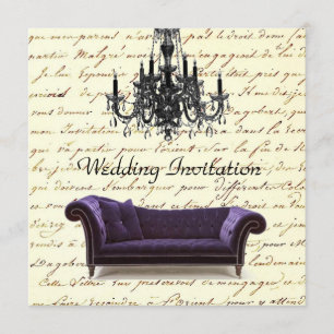 Invitación vintage scripts paris chandelier boda