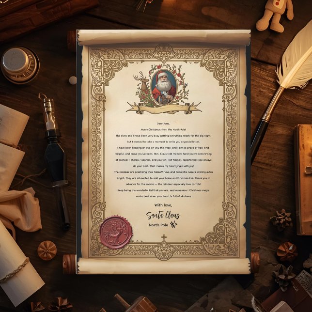 Invitación Vintage Scroll Santa Letter Template  (Subido por el creador)