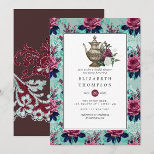 Invitación Vintage Shabby-Moda Bridal Shower Fiesta de té