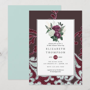 Invitación Vintage Shabby-Moda Floral and Lace Bridal Shower