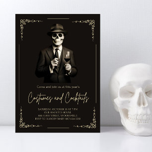 Invitación Vintage Skeleton Adulto Halloween Party