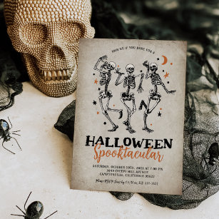 Invitación Vintage Skeleton Adulto Halloween Party