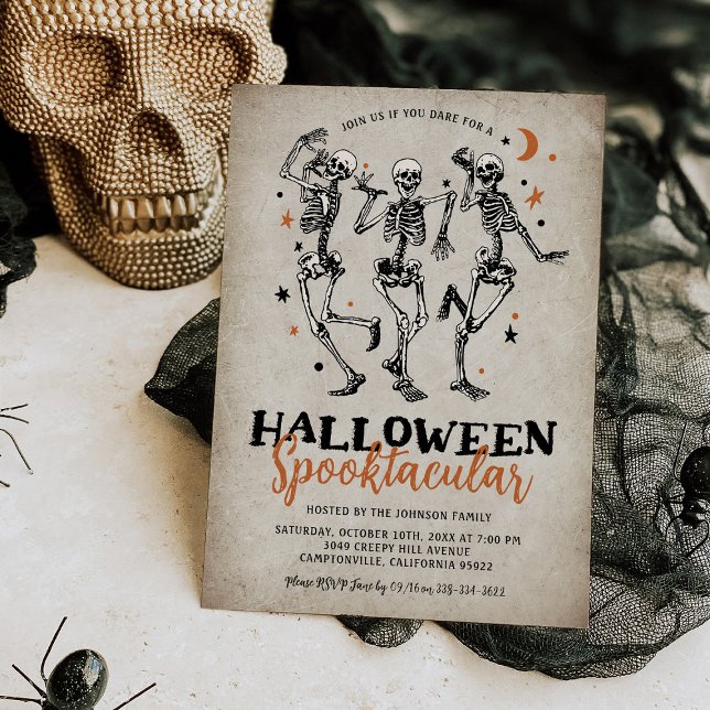 Invitación Vintage Skeleton Adulto Halloween Party (Subido por el creador)