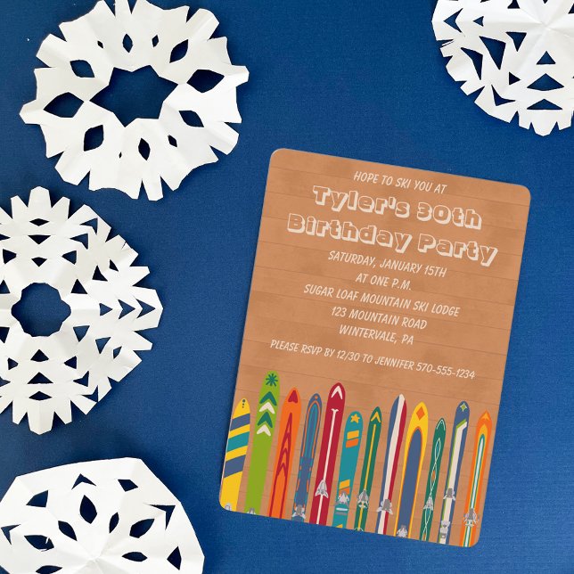 Invitación Vintage Skis Custom Skiing Themed Party (Subido por el creador)