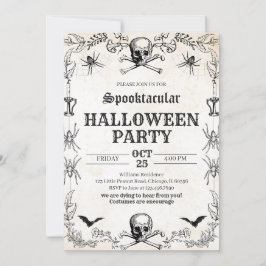 Invitación Vintage Skull Halloween Cumpleaños