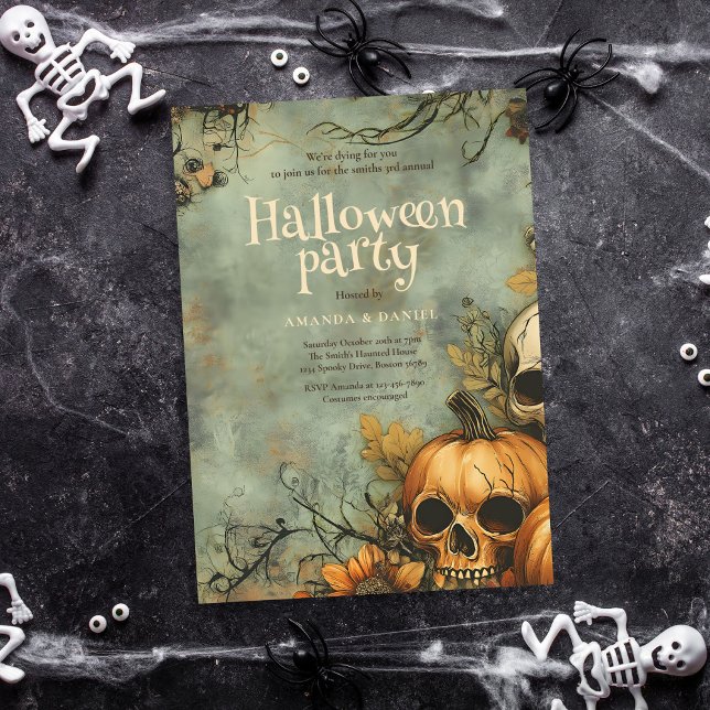 Invitación Vintage Skull Halloween Party (Subido por el creador)