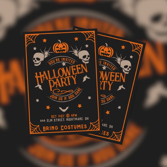 Invitación Vintage Skull Halloween Party (Subido por el creador)