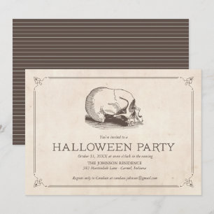 Invitación Vintage Skull Halloween Party invita