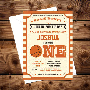 Invitación Vintage Slam Dunk Primer Billete De Cumpleaños