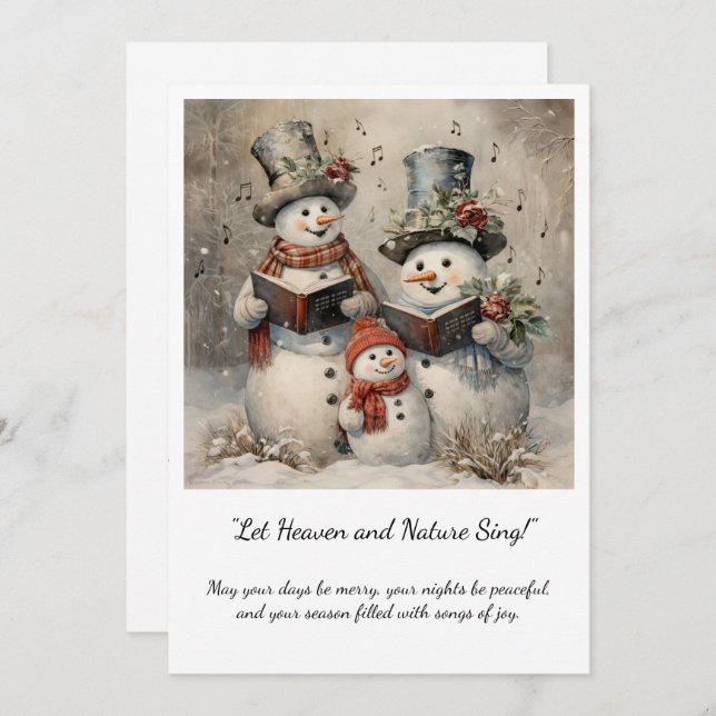 Invitación Vintage Snowman Family Carolers Christmas (Anverso / Reverso)