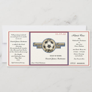 Invitación Vintage Soccer Field Pass sobre el papel Felt