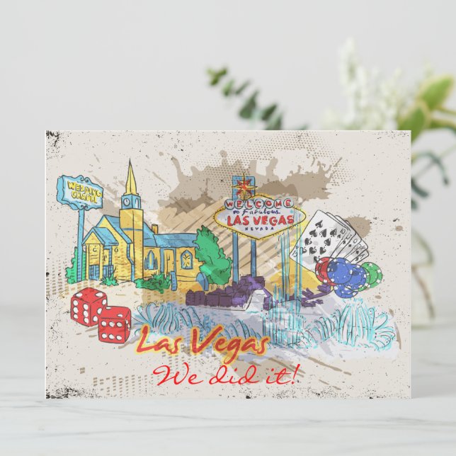 Invitación Vintage sólo en recepción de Las Vegas (Anverso de pie)