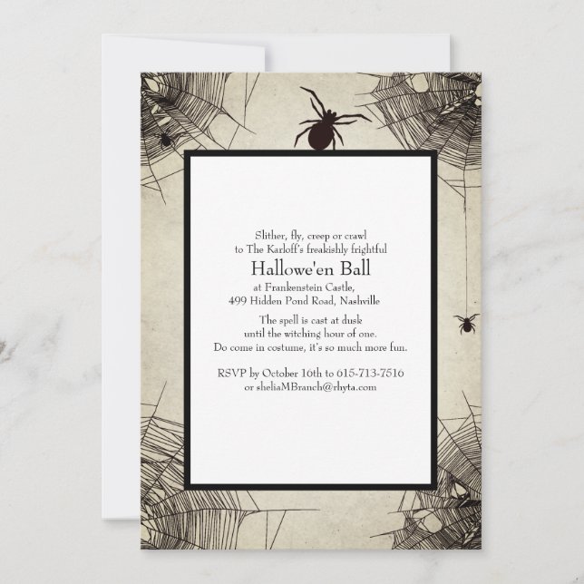 Invitación Vintage Spiderweb Chalkboard Halloween Party  (Anverso)