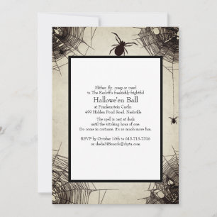 Invitación Vintage Spiderweb Chalkboard Halloween Party