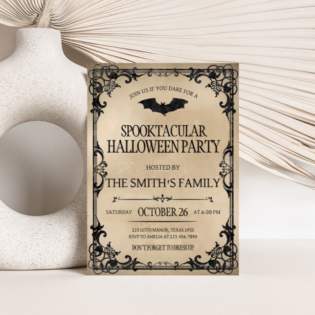 Invitación Vintage Spooktacular Adulto Halloween Party (Vintage Spooktacular Halloween Party Invitation)