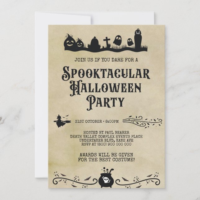 Invitación Vintage Spooktacular Halloween Costume Fiesta (Anverso)