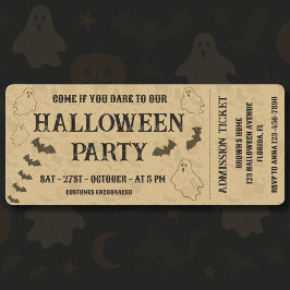 Invitación Vintage Spooky Halloween Party Ticket